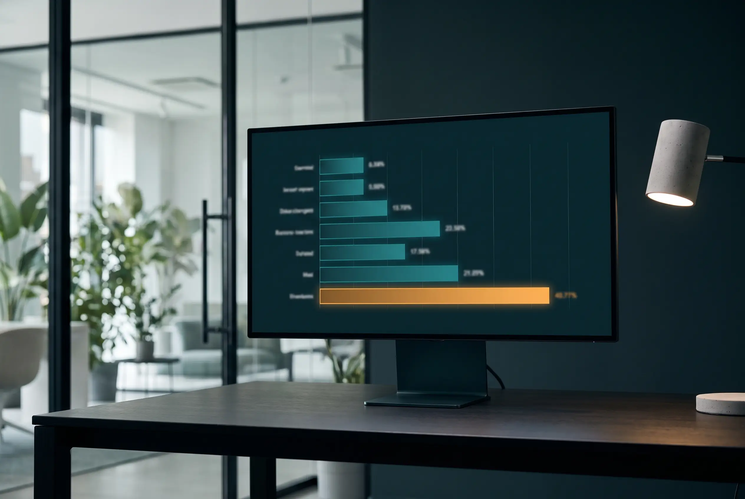 Illustration: an accounts-receivable aging chart on a monitor, the oldest bucket flagged.